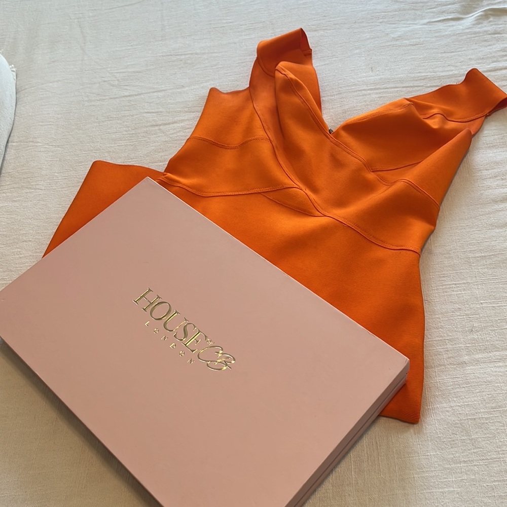 HOUSE OF CB (ORANGE) MIDI BANDAGE DRESS (AUTHENTIC)